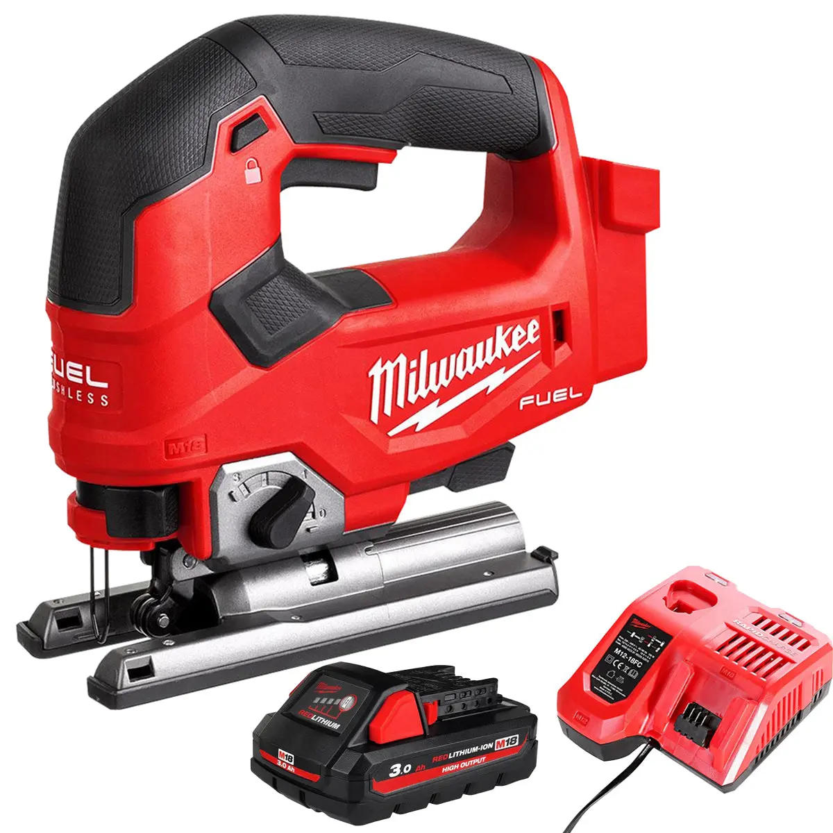 Milwaukee M18fjs-0 18V Brushless Fuel Top Handle Jigsaw With 1 X 3.0Ah Battery & Charger 1