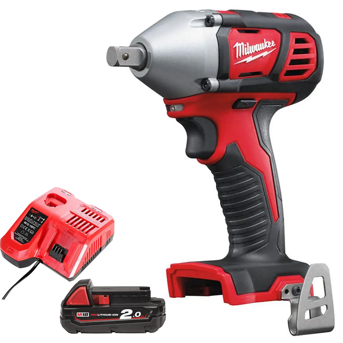 Milwaukee M18biw12-0 18V Compact 1/2" Impact Wrench With 1 X 2.0Ah Battery & Charger 1