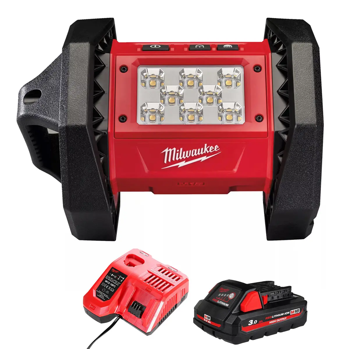 Milwaukee M18al-0 18V Led Area Light With 1 X 3.0Ah Battery & Charger 1