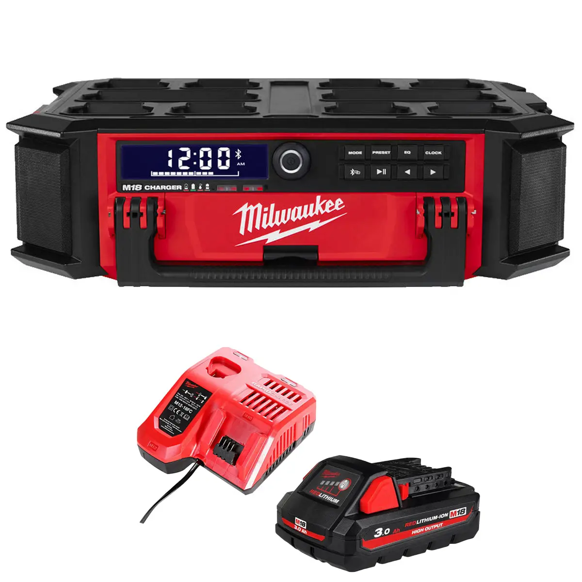 Milwaukee M18prcdab+ 18V Am/Fm Packout Radio With 1 X 3.0Ah Battery & Charger 1