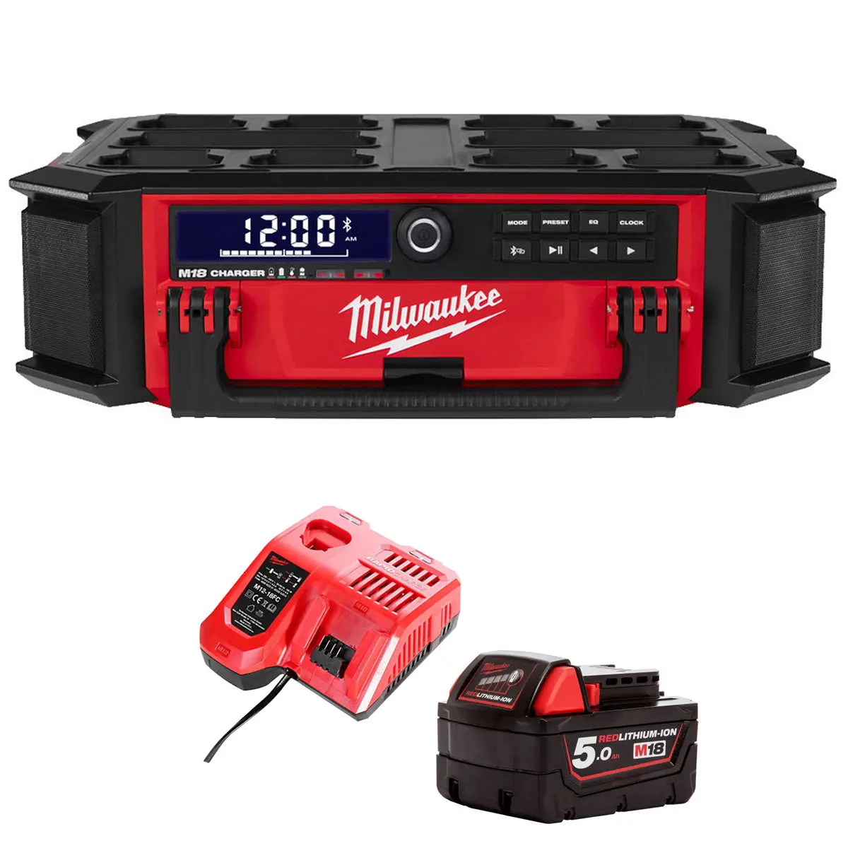 Milwaukee M18prcdab+ 18V Am/Fm Packout Radio With 1 X 5.0Ah Battery & Charger 1