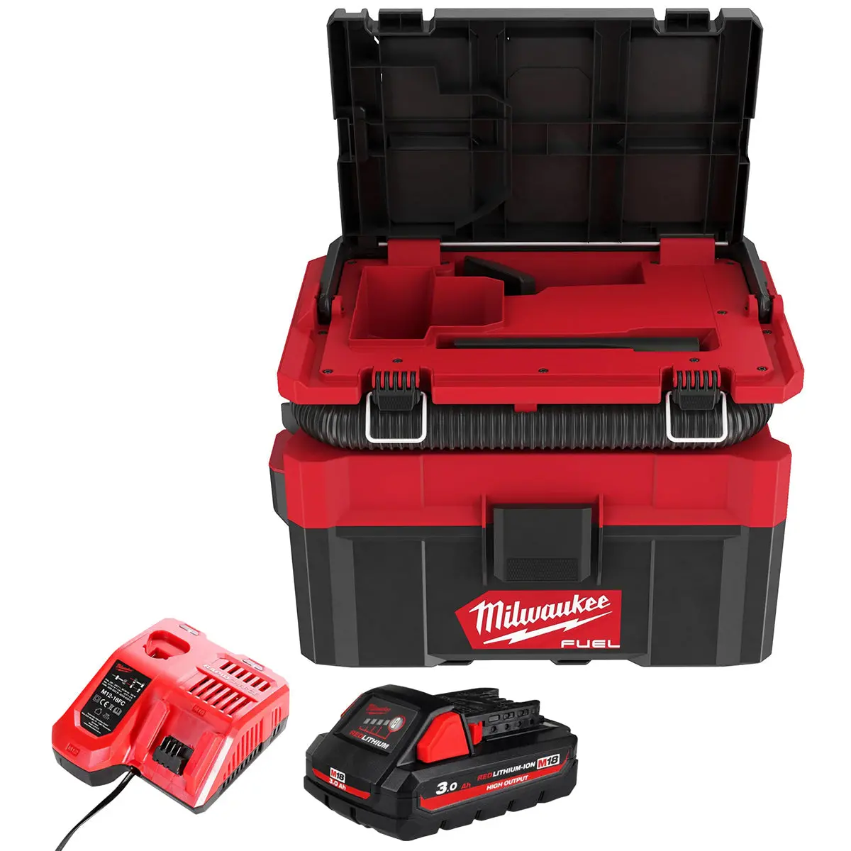 Milwaukee M18fpovcl-0 18V Brushless Packout L-Class Wet & Dry Vacuum With 1 X 3.0Ah Battery & Charger 1
