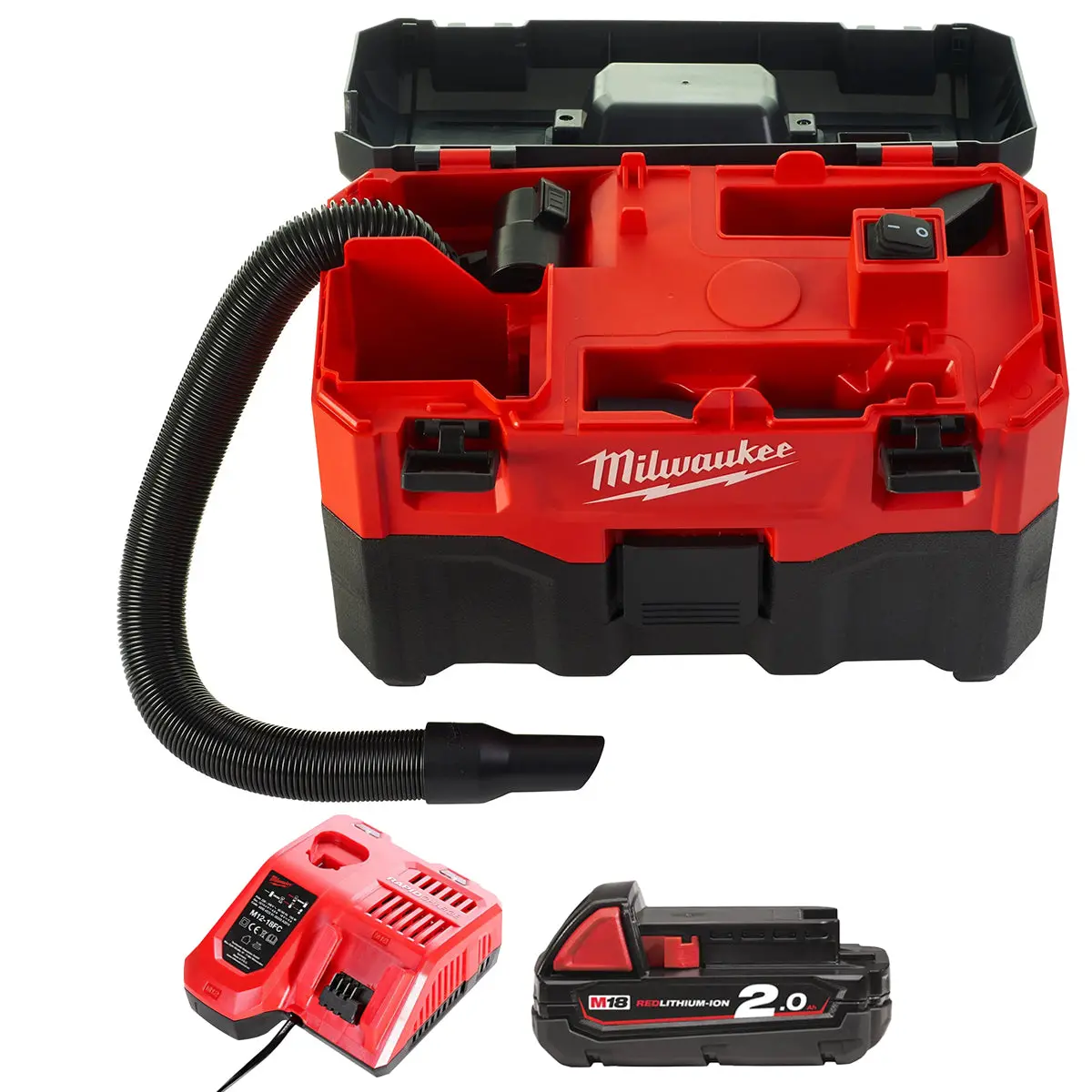 Milwaukee M18vc2-0 M18 18V Wet And Dry Vacuum Cleaner With 1 X 2.0Ah Battery & Charger 1