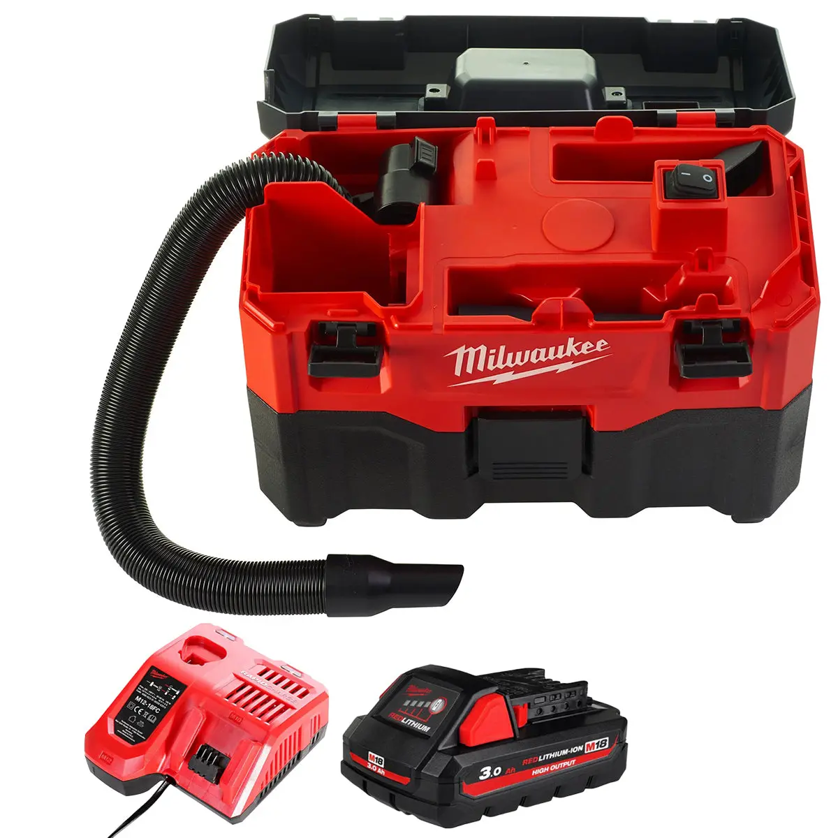 Milwaukee M18vc2-0 M18 18V Wet And Dry Vacuum Cleaner With 1 X 3.0Ah Battery & Charger 1