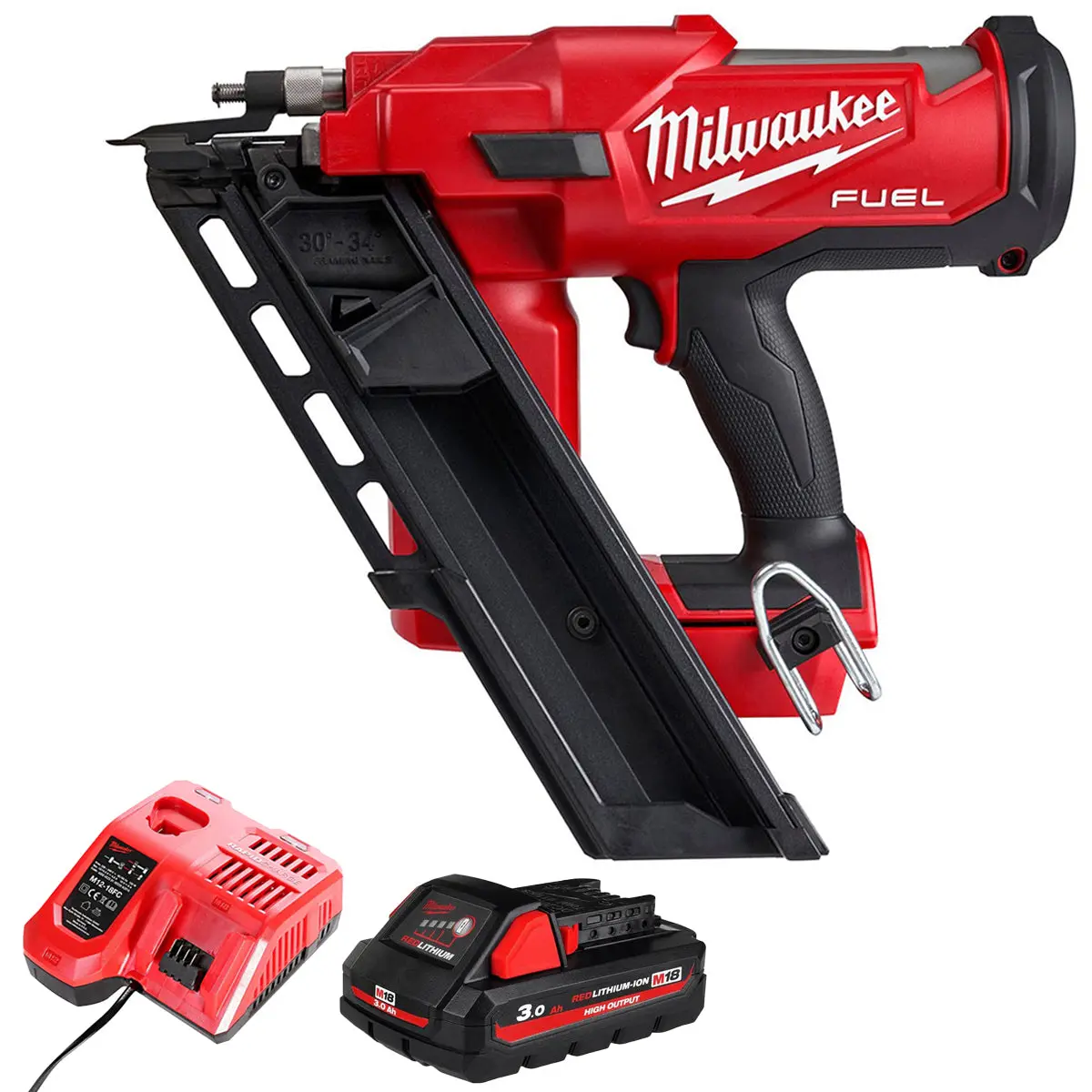 Milwaukee M18ffn-0 18V Fuel Brushless First Fix Framing Nailer With 1 X 3.0Ah Battery & Charger 1