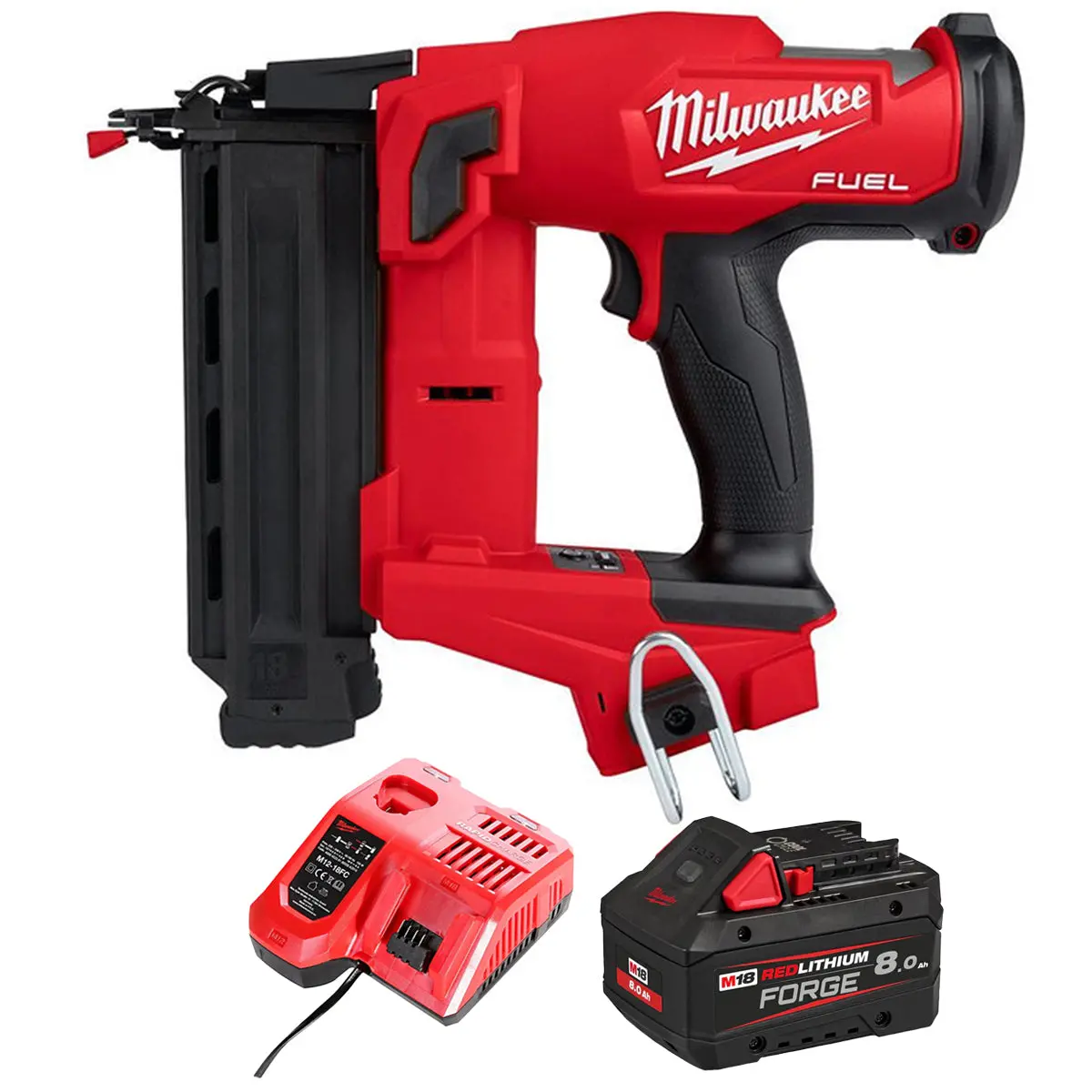 Milwaukee M18fn18gs-0 18V Fuel Brushless Second Fix Nailer With 1 X 8.0Ah Battery & Charger 1