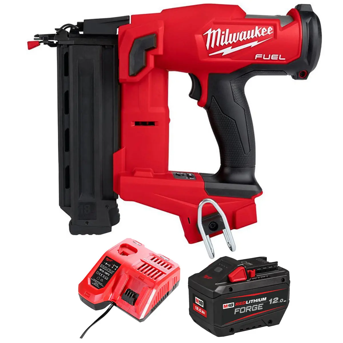 Milwaukee M18fn18gs-0 18V Fuel Brushless Second Fix Nailer With 1 X 12.0Ah Battery & Charger 1