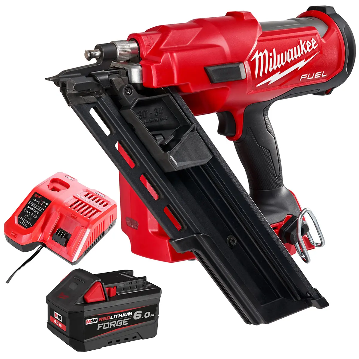 Milwaukee M18ffn-0 18V Fuel Brushless First Fix Framing Nailer With 1 X 6.0Ah Battery & Charger 1