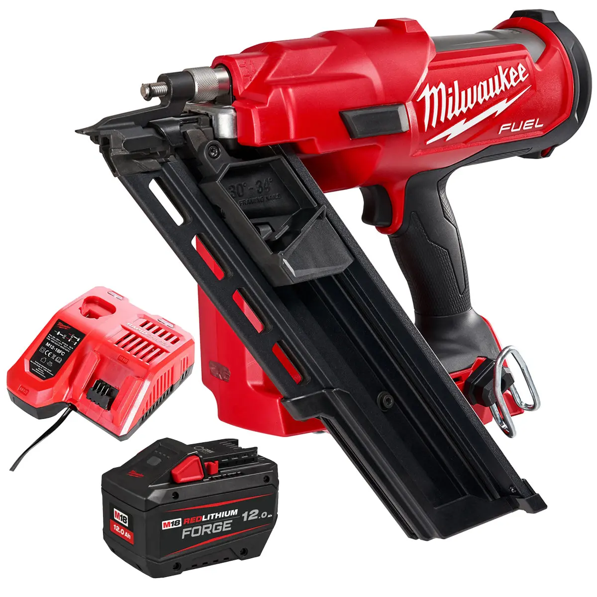 Milwaukee M18ffn-0 18V Fuel Brushless First Fix Framing Nailer With 1 X 12.0Ah Battery & Charger 1
