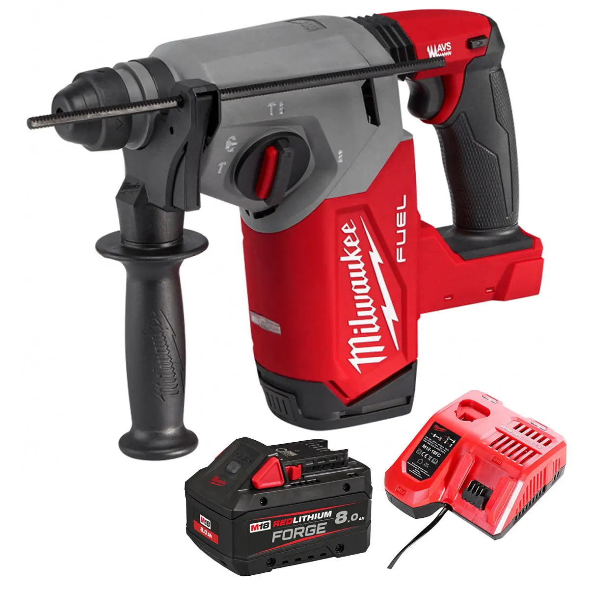 Milwaukee M18fh-0 18V Fuel 4-Mode Sds+ Brushless Hammer Drill With 1 X 8.0Ah Battery & Charger 1