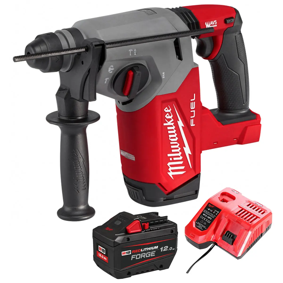 Milwaukee M18fh-0 18V Fuel 4-Mode Sds+ Brushless Hammer Drill With 1 X 12.0Ah Battery & Charger 1