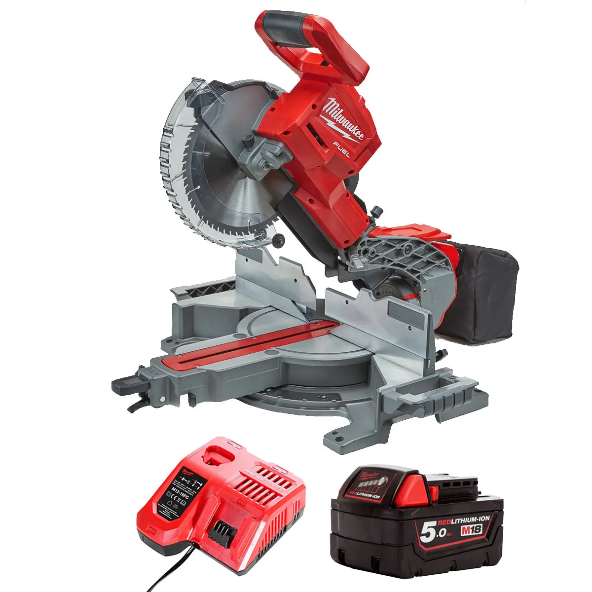 Milwaukee M18fms254-0 18V Fuel Brushless 254Mm Compound Mitre Saw With 1 X 5.0Ah Battery & Charger 1