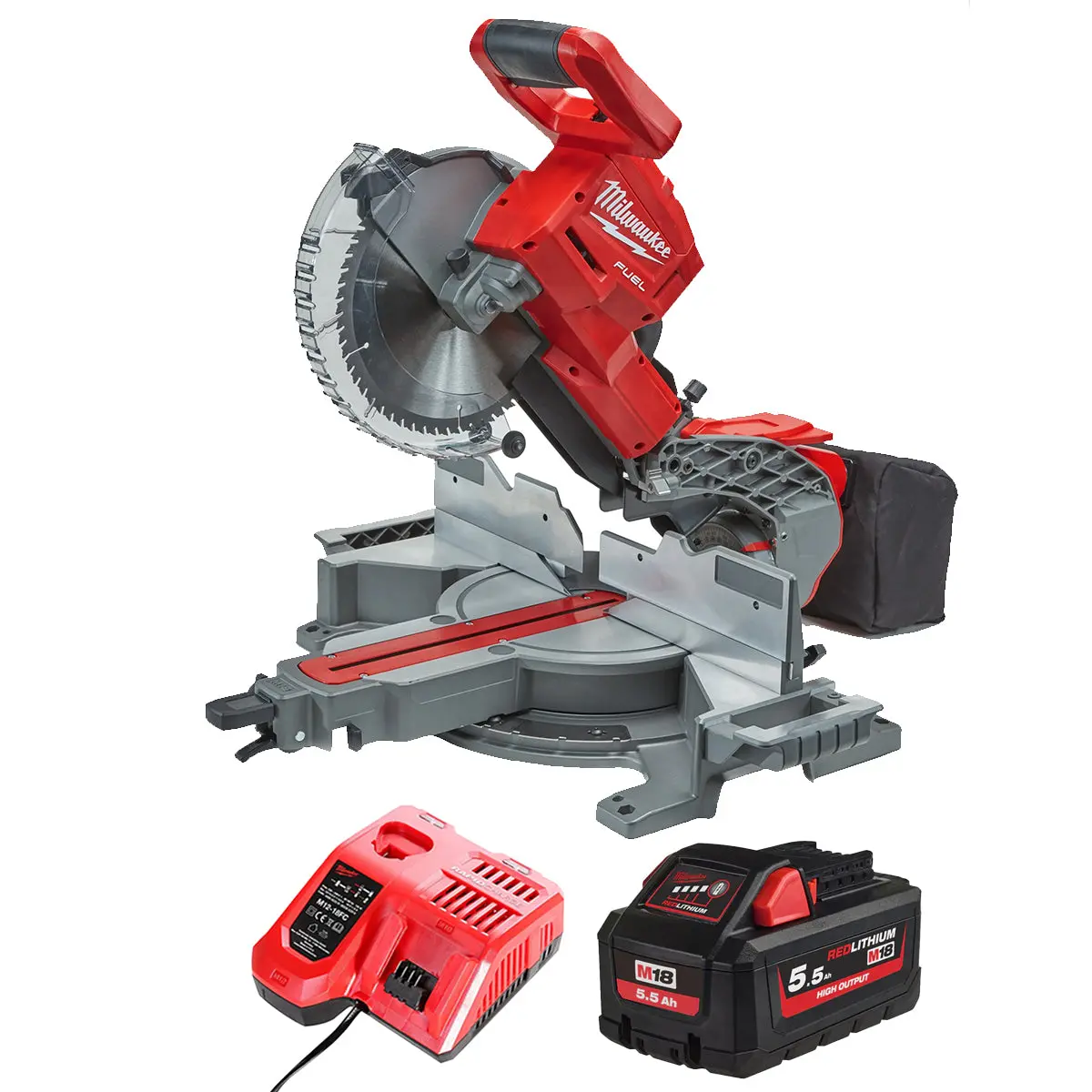Milwaukee M18fms254-0 18V Fuel Brushless 254Mm Compound Mitre Saw With 1 X 5.5Ah Battery & Charger 1