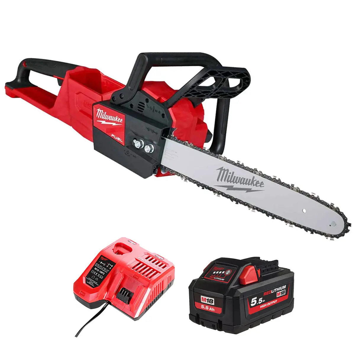 Milwaukee M18fchs-0 18V Fuel Brushless Chainsaw With 1 X 5.5Ah Battery & Charger 1