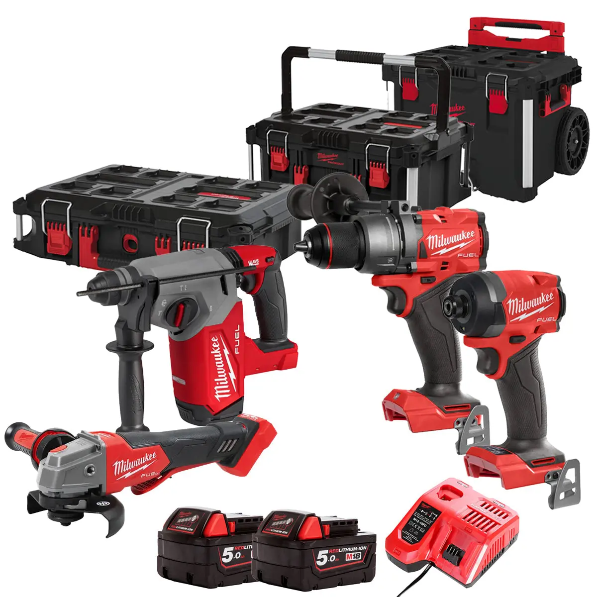 Milwaukee 18V 4 Piece Power Tool Kit With 2 X 5.0Ah Batteries T4tkitm - 18475 1