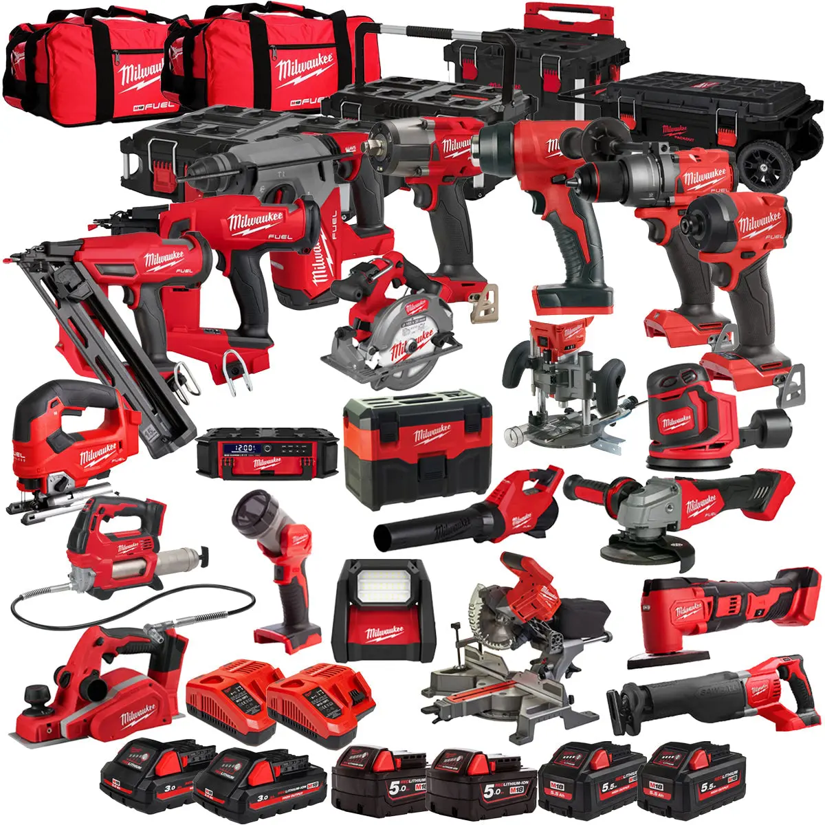 Milwaukee 18V 22 Piece Power Tool Kit With 6 X Batteries T4tkitm - 18479 1
