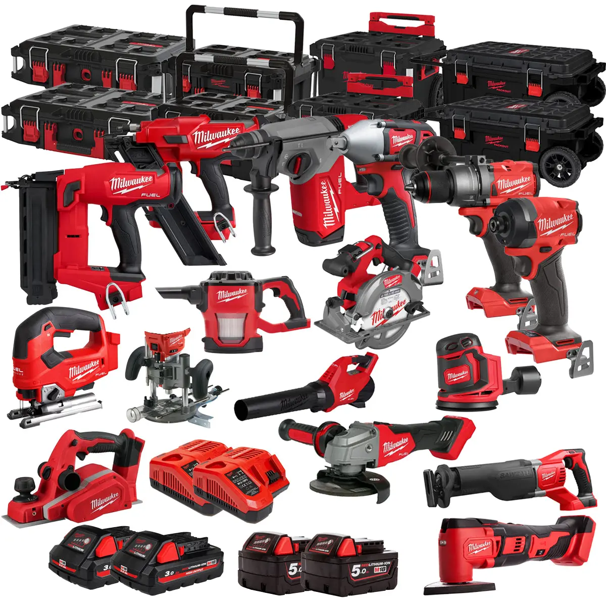 Milwaukee 18V 16 Piece Power Tool Kit With 4 X Batteries T4tkitm - 18480 1