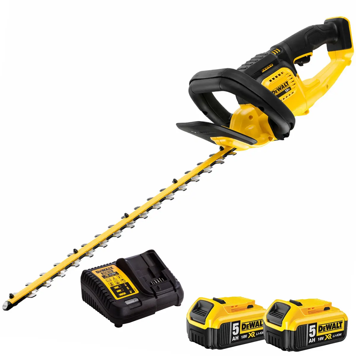 Dewalt Dcmht563n 18V 550Mm Hedge Trimmer With 2 X 5.0Ah Battery & Charger 1