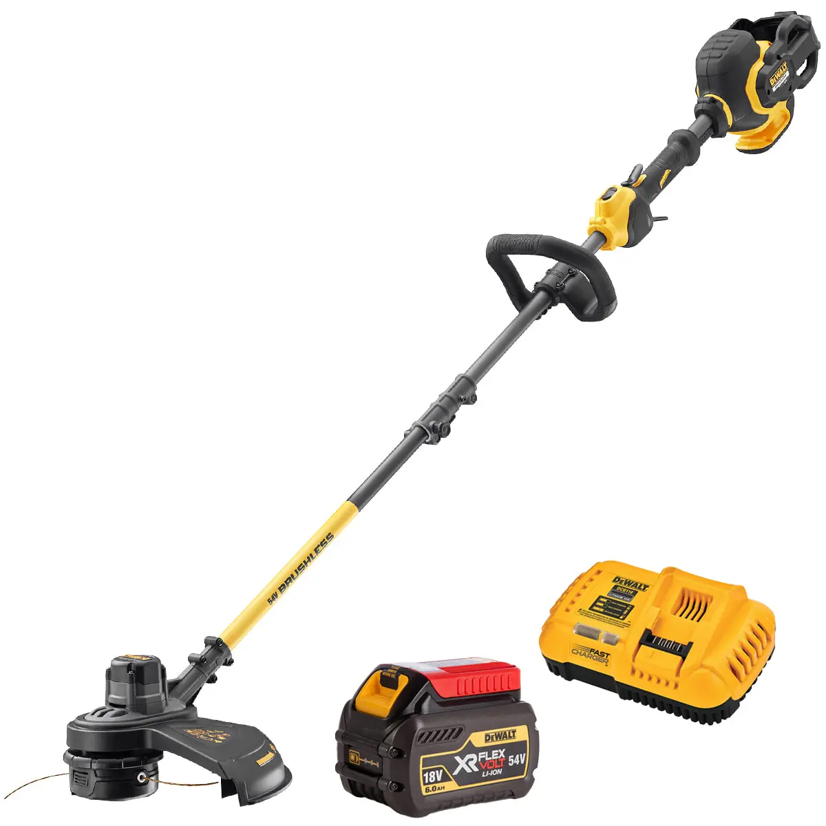 Dewalt Dcm5713n-Xj 54V Flexvolt Brushless Split Shaft String Trimmer With 1 X 6.0Ah Battery & Charger 1