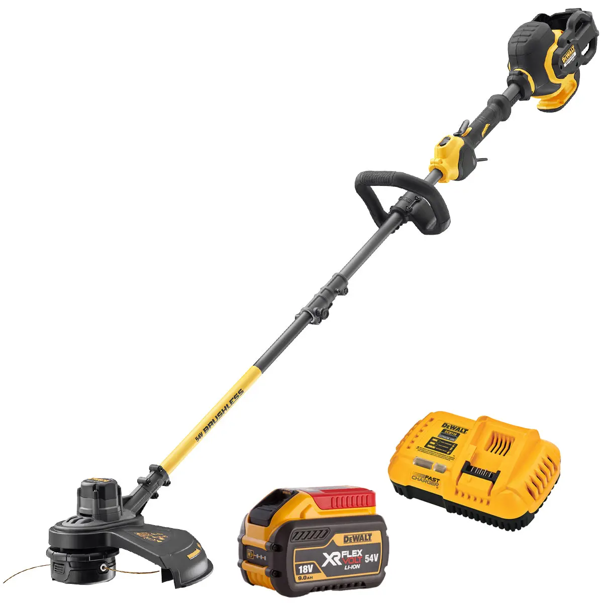 Dewalt Dcm5713n-Xj 54V Flexvolt Brushless Split Shaft String Trimmer With 1 X 9.0Ah Battery & Charger 1