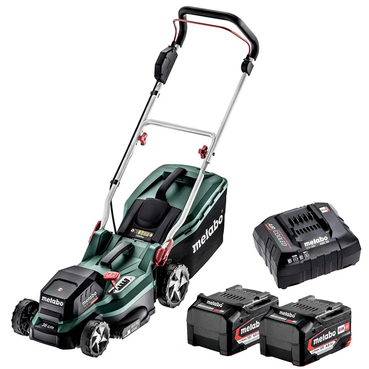 Metabo Rm 36-18 Ltx Bl 36 36V Brushless Lawn Mower With 2 X 4.0Ah Battery & Charger 1