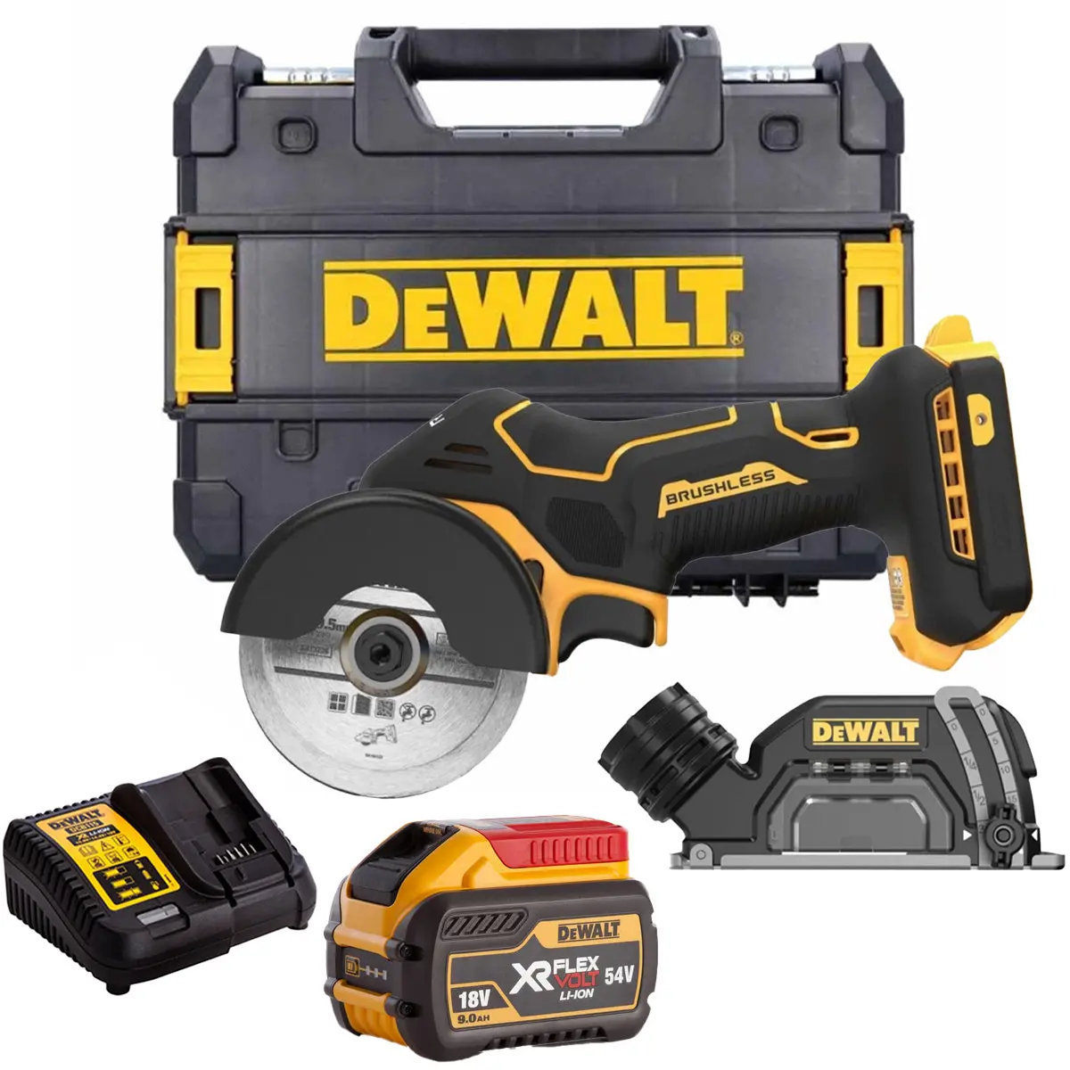 Dewalt Dcs438nt 18V Xr Brushless 76Mm Cut Off Saw With 1 X 9.0Ah Battery Charger & Case 1