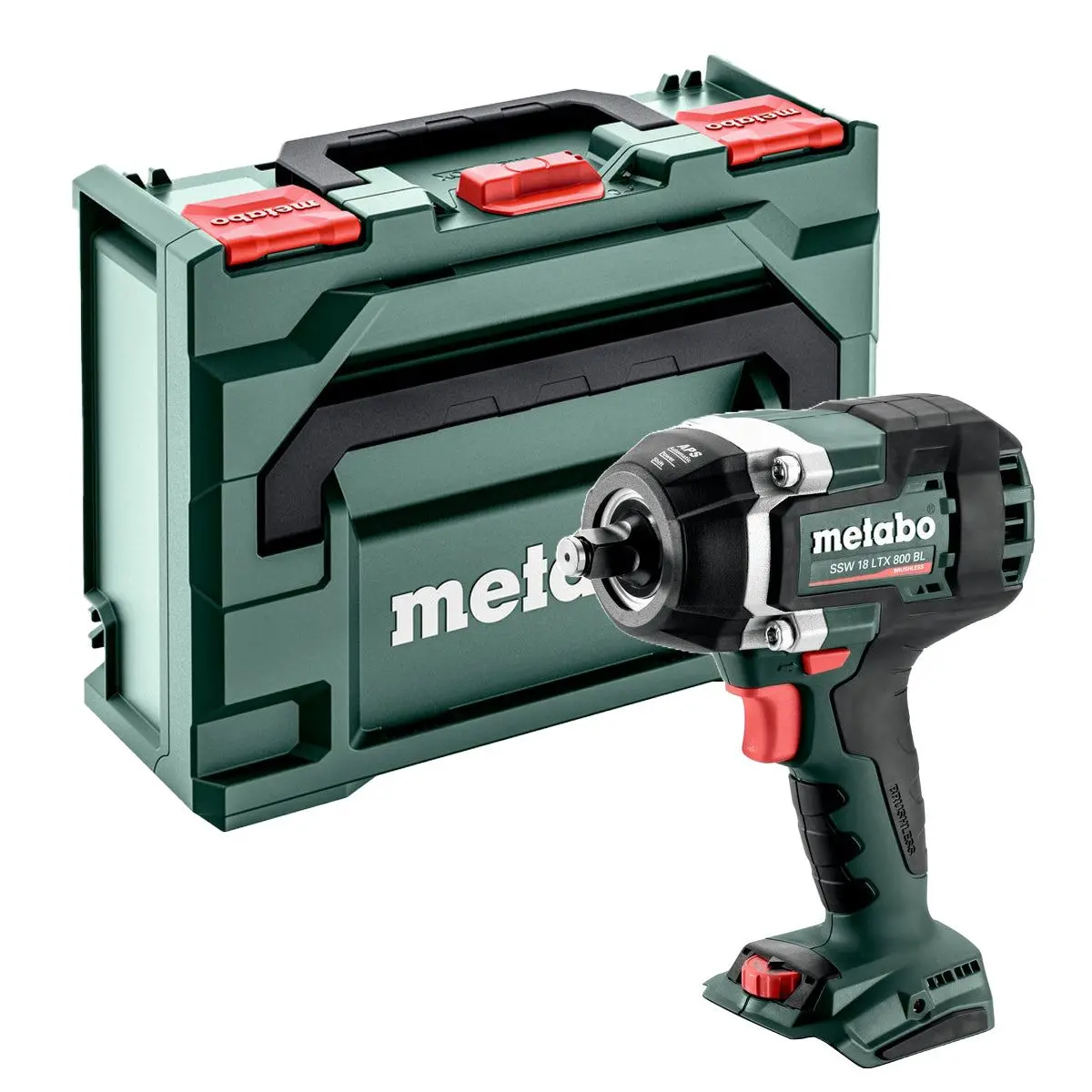Metabo Ssw 18 Ltx 800 Bl 18V Brushless 1/2" Impact Wrench Body Only & Metabox 602403840 1
