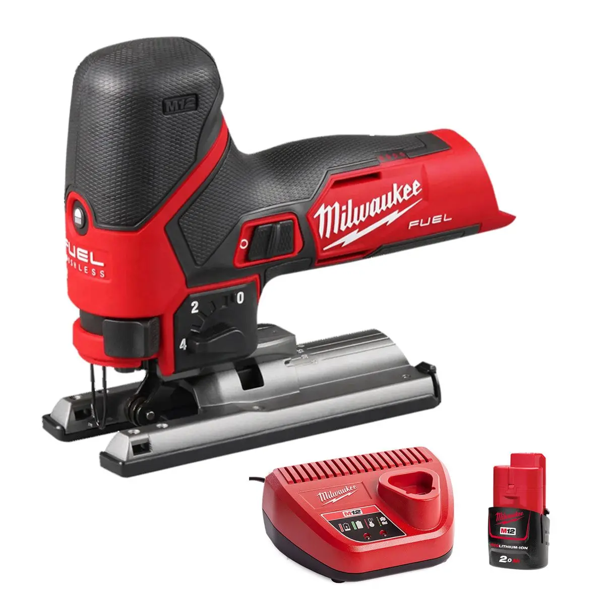 Milwaukee M12fjs-0 12V Fuel Brushless Bodygrip Jigsaw With 1 X 2.0Ah Battery & Charger 1