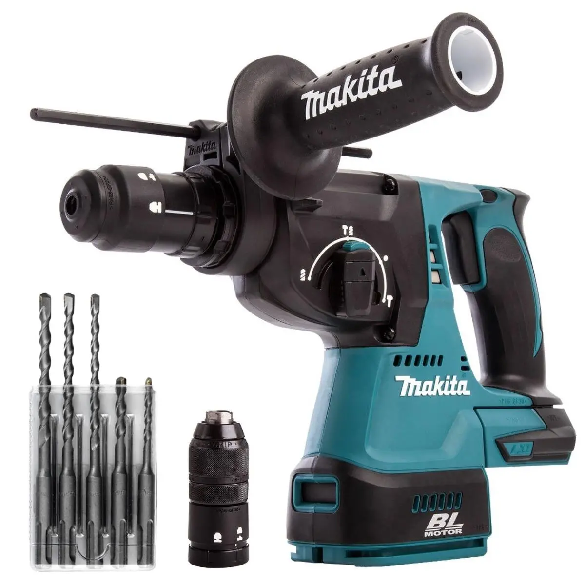 Makita Dhr243z 18V Brushless Sds+ Rotary Hammer Drill With 5 Piece Drill Bit Set 1
