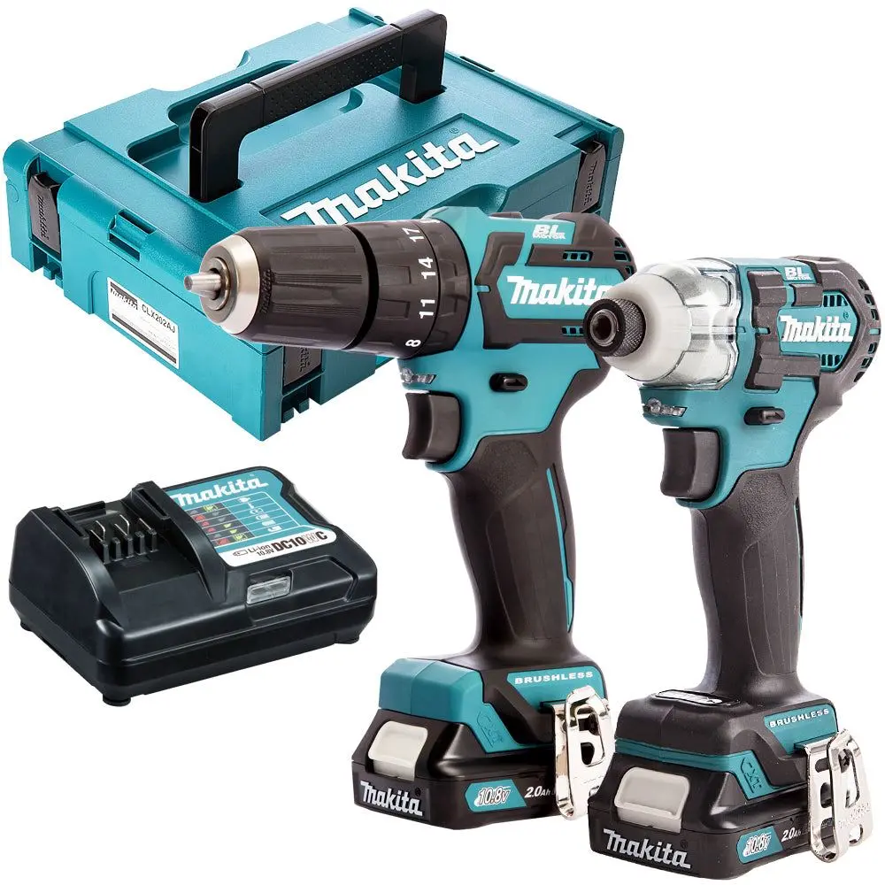 Makita Clx205aj 12V Max Cxt Brushless Combo Kit With 2 X 2.0Ah Batteries & Charger In Case 1