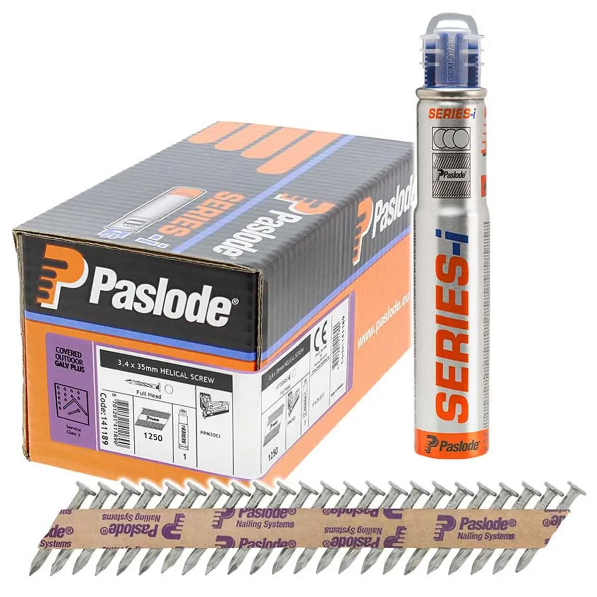 Paslode 141189 35Mm X 3.4Mm Electro Galvanised Twisted Nails - Pack Of 1250 1
