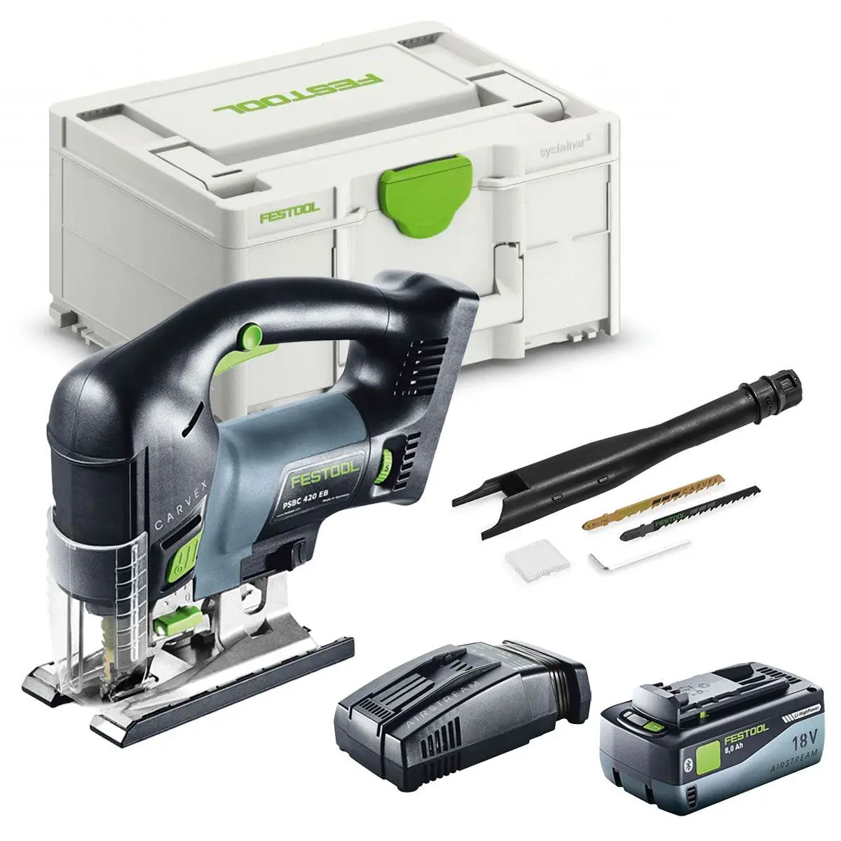 Festool Psbc 420 Eb-Basic Gb 18V Brushless Pendulum Jigsaw With 1 X 8.0Ah Battery Charger & Case 1