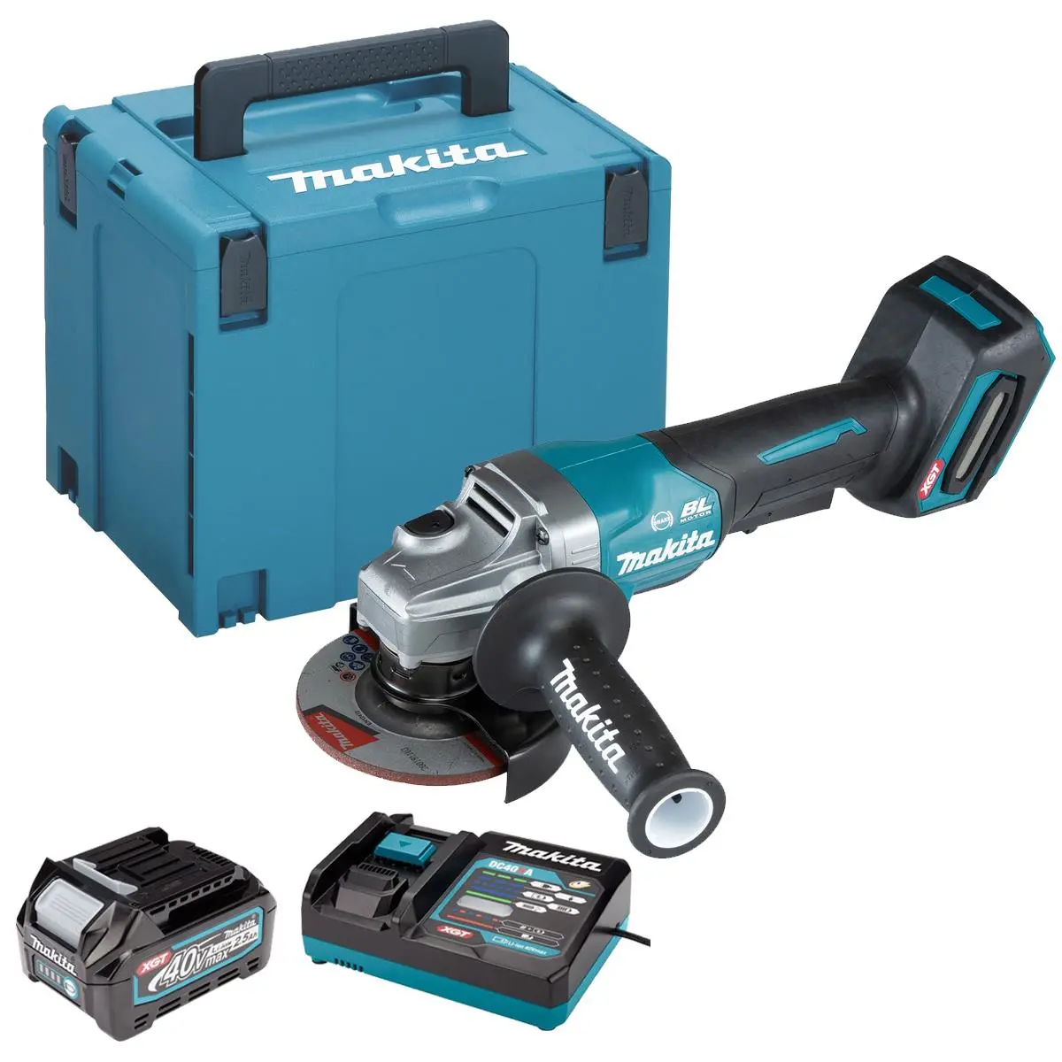Makita Ga012gz01 40V Max Xgt 115Mm Brushless Angle Grinder With 2.5Ah Battery & Charger 1