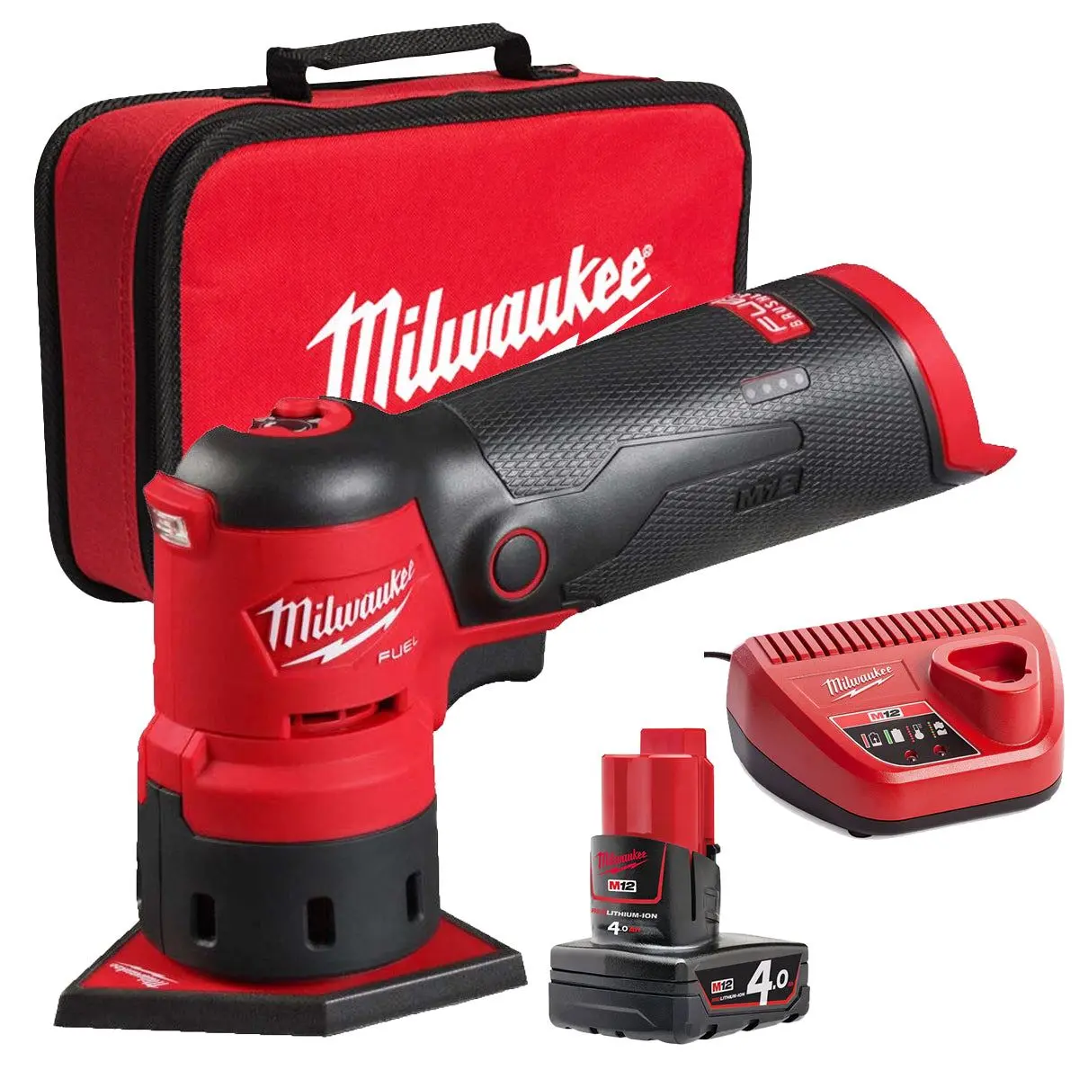 Milwaukee M12fdss-0B 12V Brushless Spot Sander With 1 X 4.0Ah Battery Charger & Bag 1