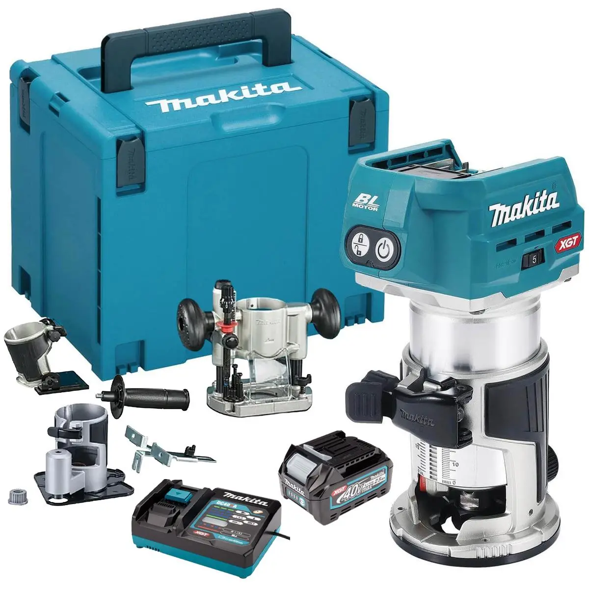 Makita Rt001gz16 40Vmax Xgt Brushless Router Trimmer With 1 X 2.5Ah Battery & Charger 1