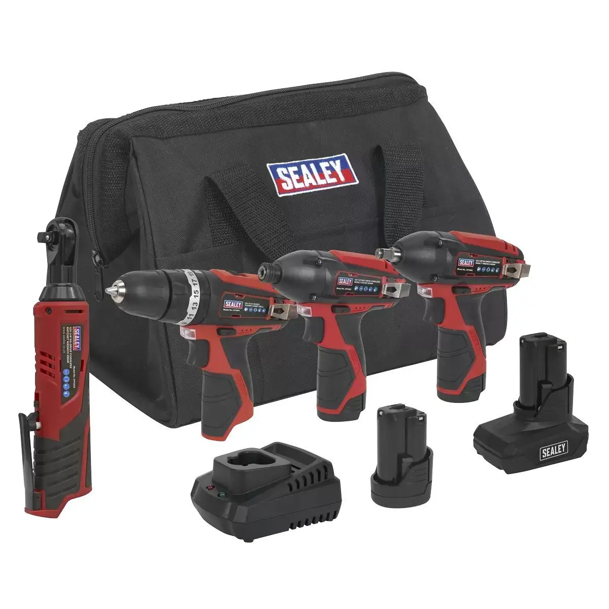 Sealey Cp1200combo 12V Power Tool Combo 4Pc Kit With 2 X 1.5Ah Batteries 1