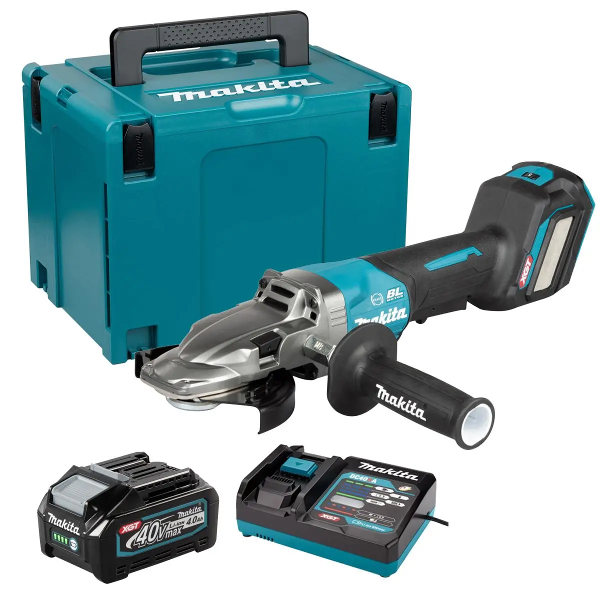 Makita Ga056gz01 40V Max Xgt Brushless Angle Grinder With 1 X 4.0Ah Battery Charger & Case 1