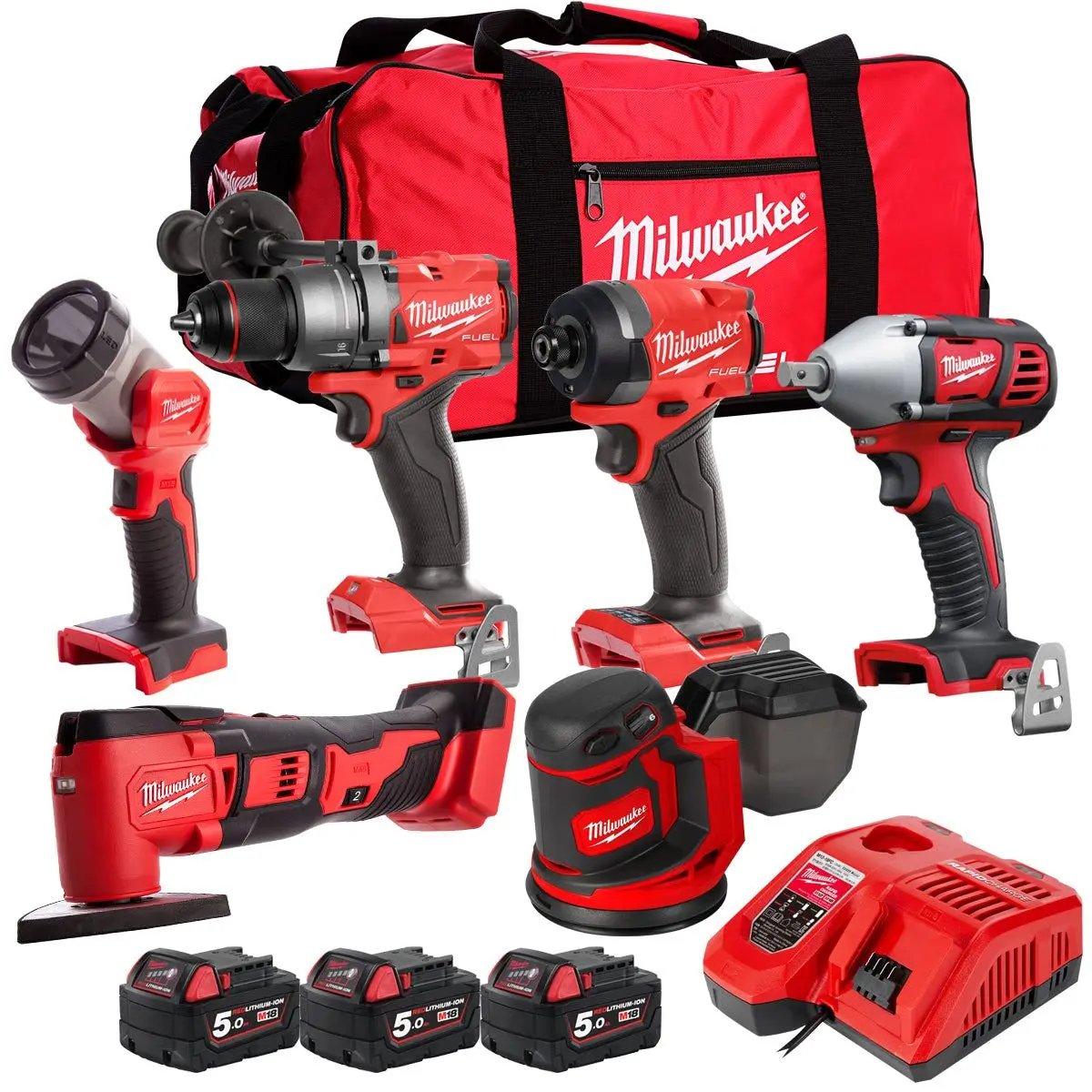 Milwaukee 18V 6 Piece Power Tool Kit With 3 X 5.0Ah Batteries T4tkitm-113 1