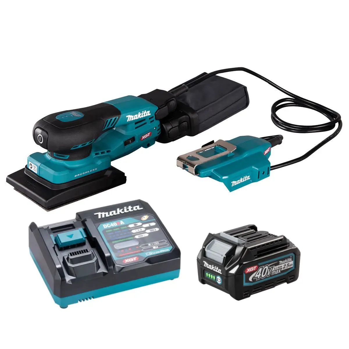 Makita Bo005cgz 40V Xgt 80 X 130Mm Brushless Orbital Sander With 1 X 2.5Ah Battery & Charger 1