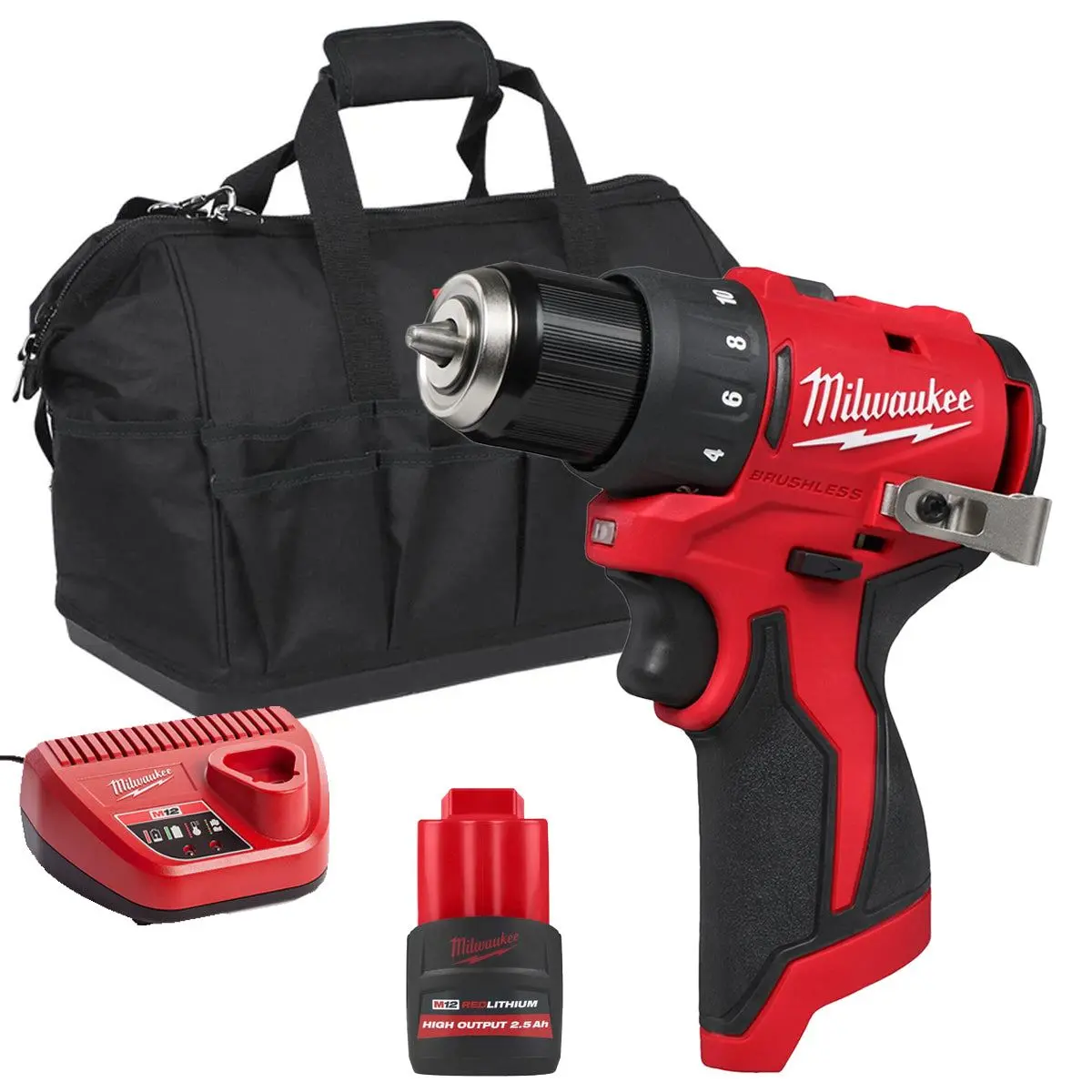 Milwaukee M12blddrc-0 12V Brushless Drill Driver With 1 X 2.5Ah Battery Charger & Bag 1