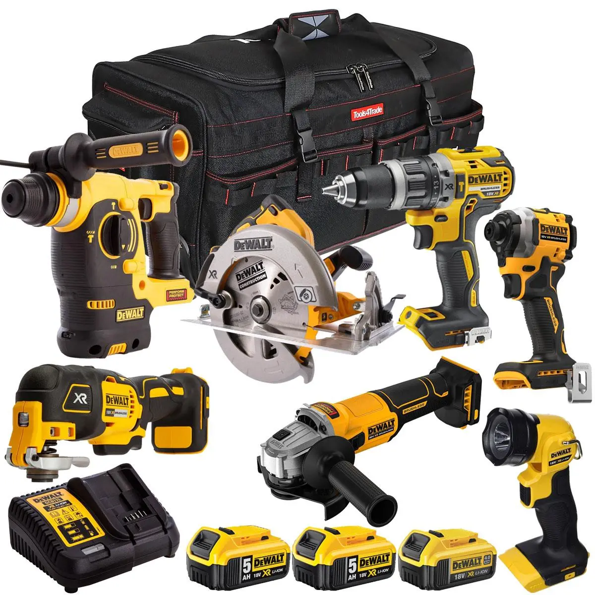Dewalt 18V 7 Piece Combo Kit With 3 X Batteries & Charger T4tkit-2482 1