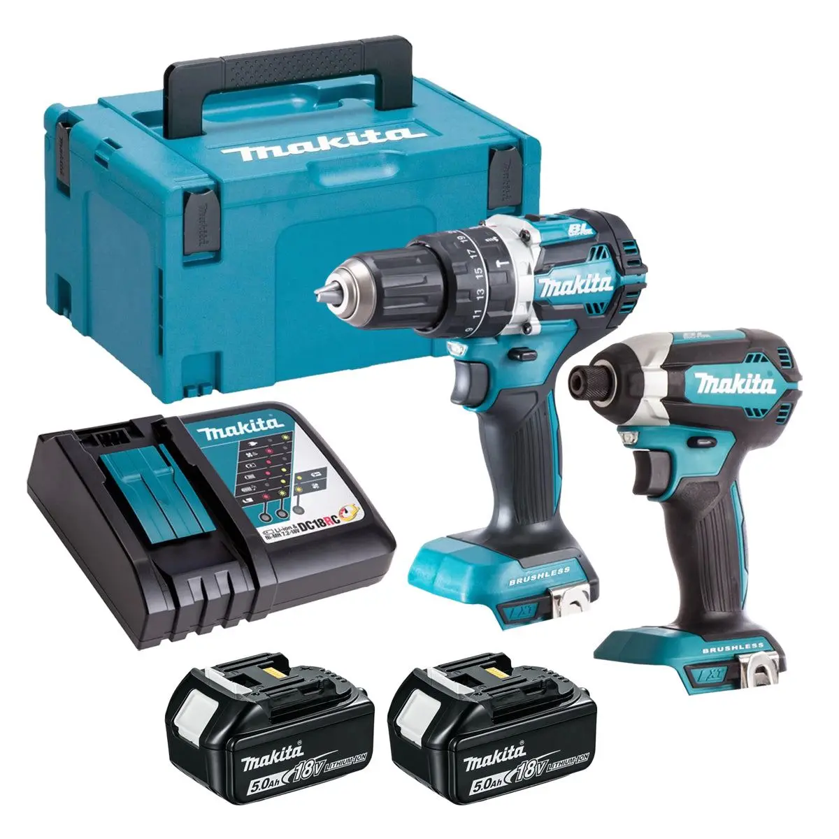 Makita 18V 2 Piece Power Tool Kit With 2 X 5.0Ah Batteries T4tkit-16444 1