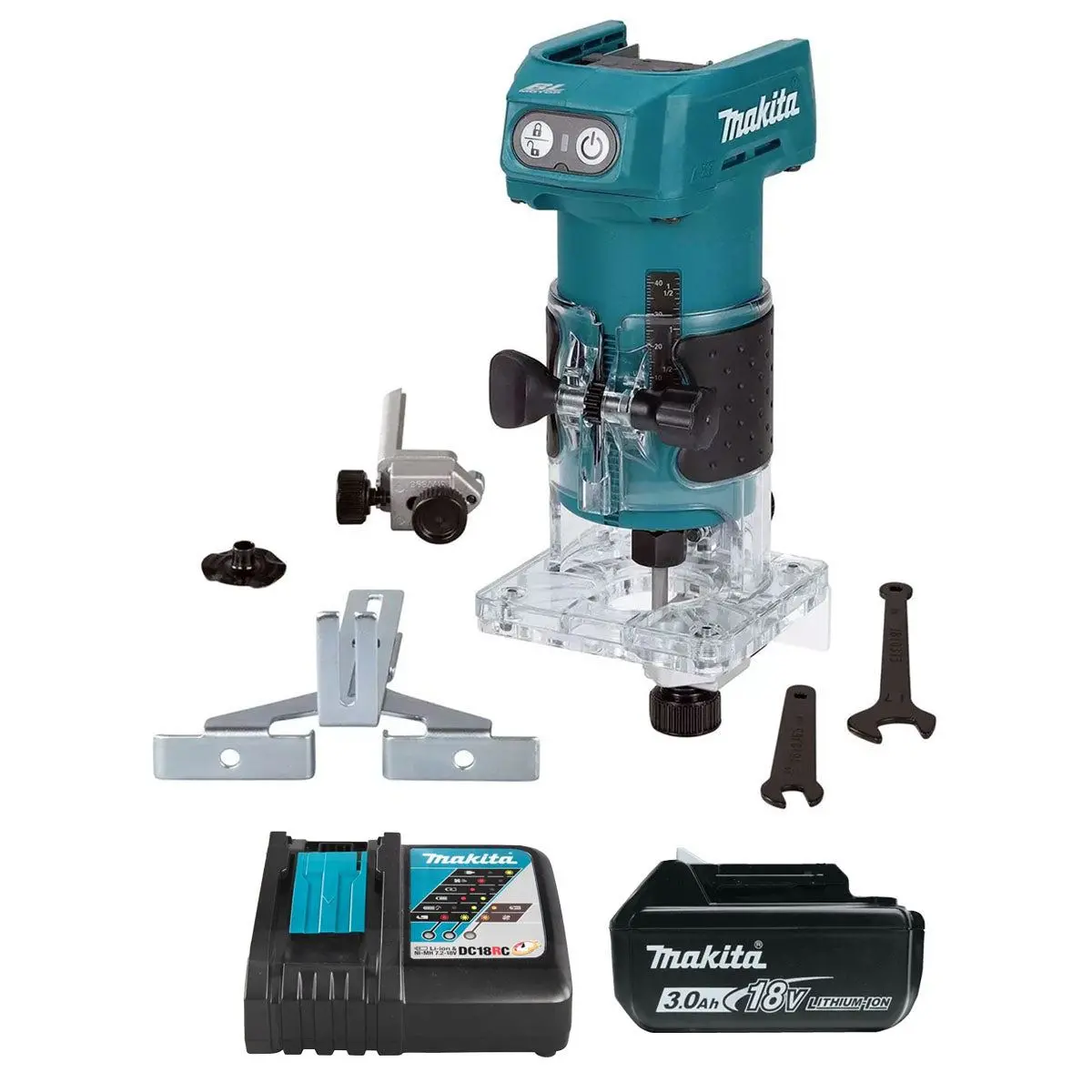 Makita Drt52z 18V Lxt Brushless 1/4" Router Trimmer With 1 X 3.0Ah Battery & Charger 1