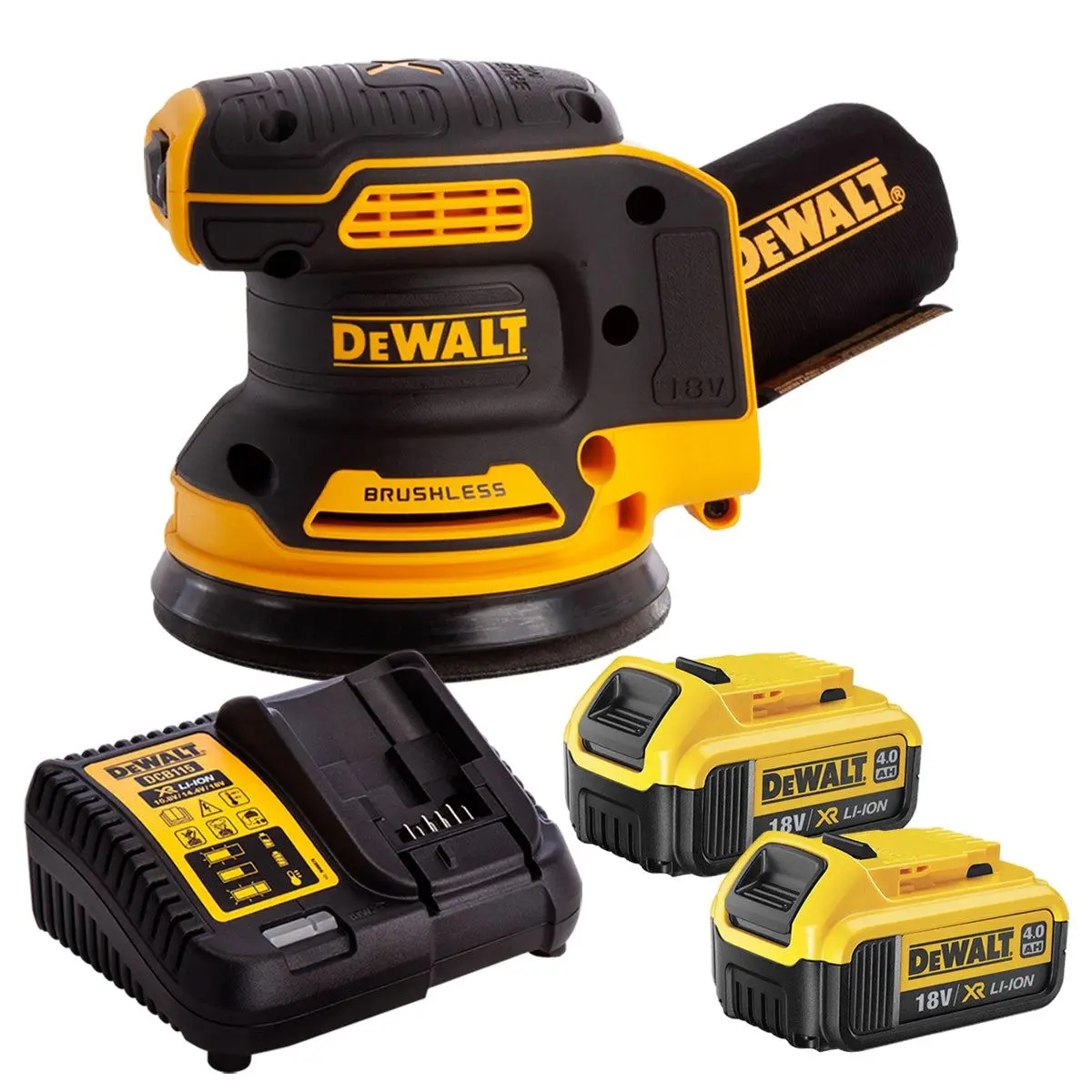 Dewalt Dcw210n 18V Brushless 125Mm Sander With 2 X 4.0Ah Batteries & Charger 1
