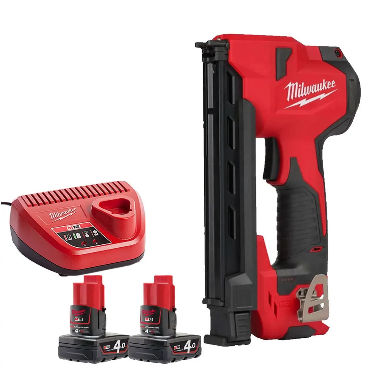 Milwaukee M12 Bcst-0 12V Cable Stapler With 2 X 4.0Ah Batteries & Charger 1