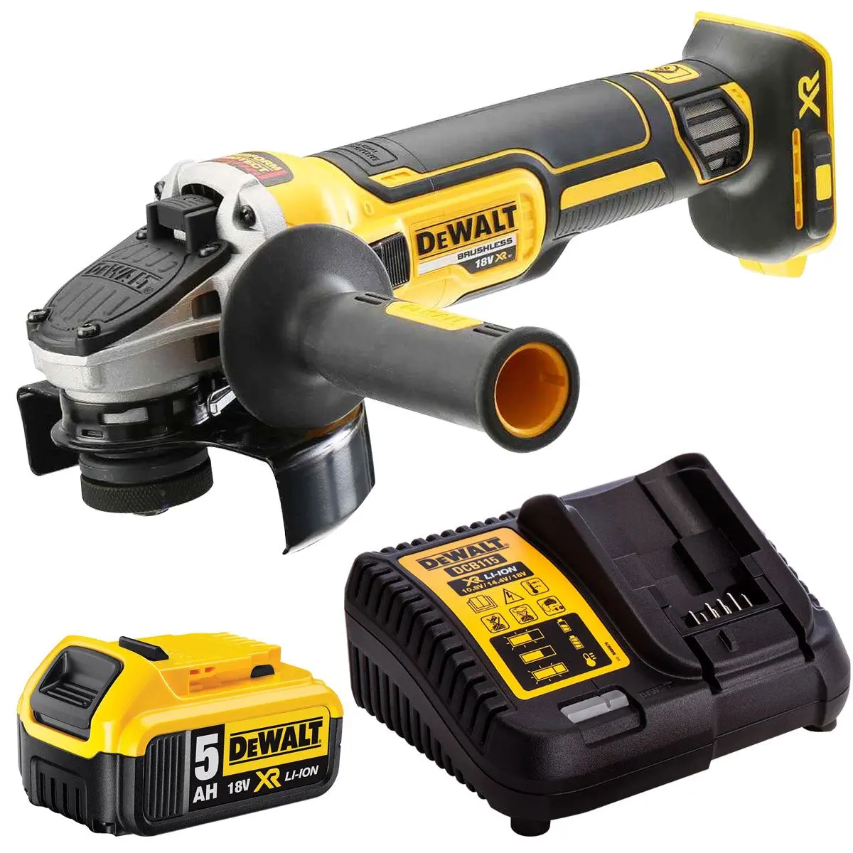 Dewalt Dcg405n 18V Brushless 125Mm Angle Grinder With 1 X 5.0Ah Battery & Charger 1