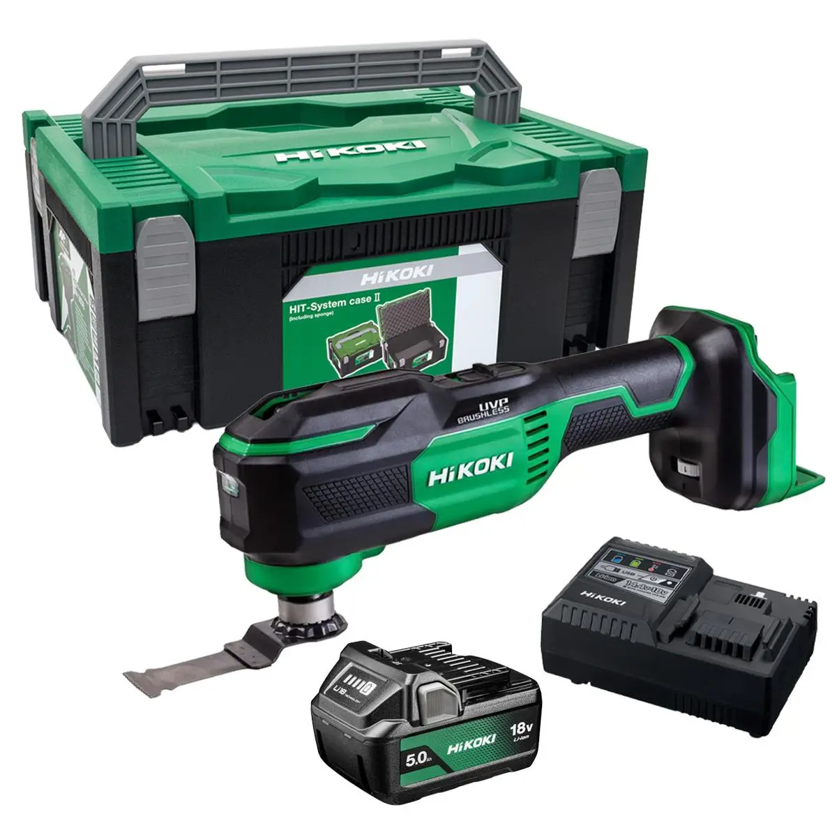 Hikoki Cv18dmaw2z 18V Brushless Starlock Max Multi Tool With 1 X 5.0Ah Battery Charger & Case 1