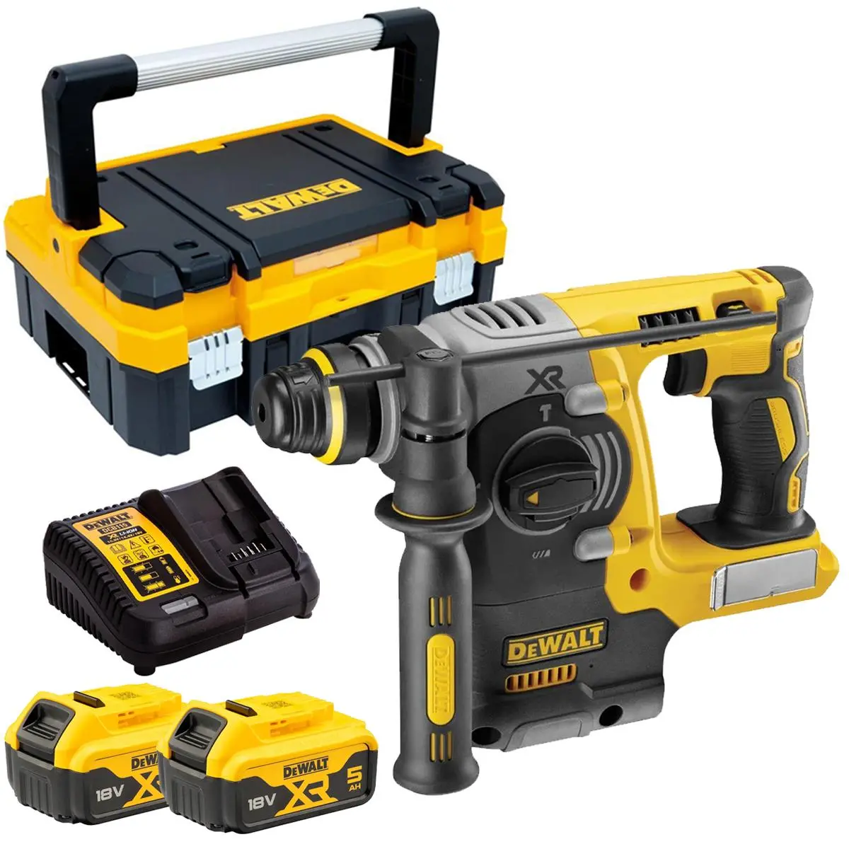 Dewalt Dch273n 18V Brushless Sds+ Rotary Hammer Drill With 2 X 5.0Ah Battery Charger & Organiser Box 1