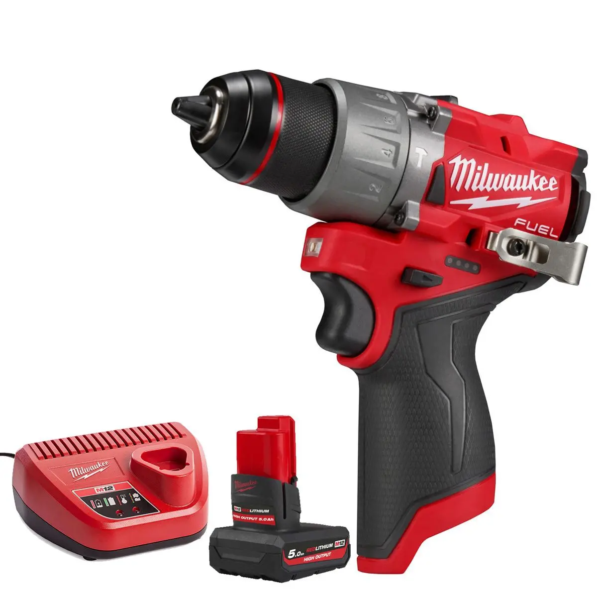 Milwaukee M12fpd2-0 12V Brushless Combi Drill With 1 X 5.0Ah Battery & Charger 1