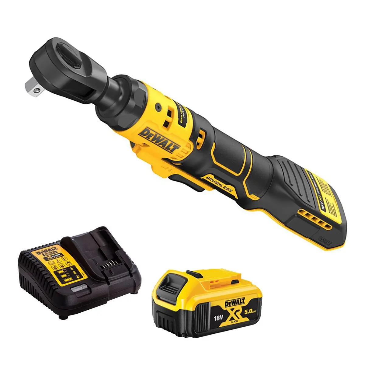 Dewalt Dcf513n-Xj 18V Xr Brushless 3/8" Open Head Ratchet With 1 X 5.0Ah Battery & Charger 1